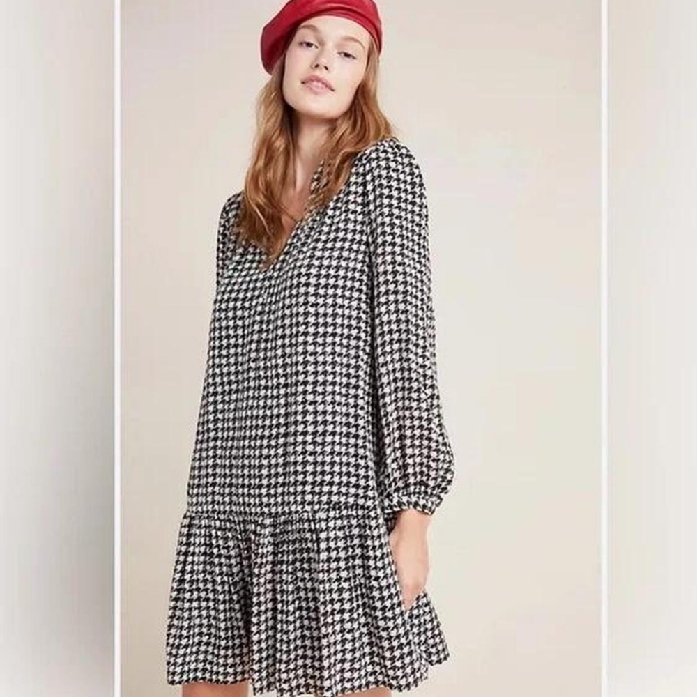 Anthropolgie Maeve  Houndstooth Lined Dress NWT